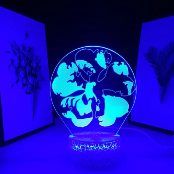 Juoda Dobilų Anime Pav 3D LED Lempos Vaikams, Miegamojo Puošimas naktinė lempa Manga Vaiko Gimtadienio Dovana Kambarys, Stalo Lempos