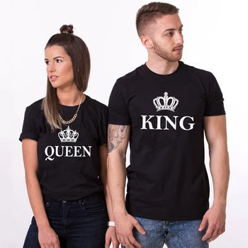 Juokinga Jai Karalius, Karalienė Porų Atitikimo Juoda Marškinėlius Unisex Valentino Dienos Dovana Tees Viršūnes Karalius Ir Karalienė Valentino T-shirt