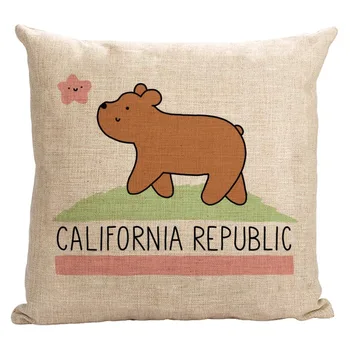 Kalifornijos pagalvę padengti, vėliavos pagalvės užvalkalą, mielas animacinių filmų kūrybos Kalifornijos vėliava bear mesti pagalvę padengti užvalkalas didmeninės