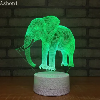 Kalėdų Dovanos 3D Dramblys Spalvinga Stalo Lempa Touch Kontrolės 7 Spalva Keičiasi Akrilo Kūdikis Naktį Šviesos USB Dekoratyvinis Vaikams