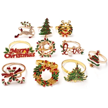 Kalėdų Servetėlių Žiedai - 10 Servetėlių Laikiklį Žiedai Atostogų Kalėdų Stalo Dekoravimas Briedžių Vystymo Sagtis