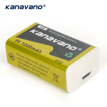 Kanavano 9V 1000mAh USB įkraunama ličio jonų baterija 6F22 li jonų ląstelių belaidžio mikrofono Gitara EQ dūmų signalizacijos multimet
