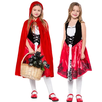 Karnavalas Helovinas Mergina Little Red Riding Hood Kostiumas Klasikinis Ilgas Apsiaustas Knyga Savaitę Cosplay Išgalvotas Šalis Suknelė