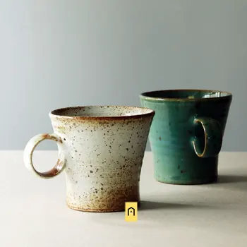 kavos puodelis 100% rankų darbo retro Japonija stiliaus keramikinis puodelis su rankena aukštos kokybės keramikos kūrybinis puodelius ir taures prekės 250ml