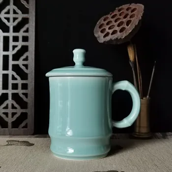 Kavos Puodelis patys puodeliai su Dangteliu 17oz Porceliano Office Taurės Keraminiai Stalo Kinijos Celadons Drinkware Mikrobangų krosnelėje ir plauti Indaplovėje
