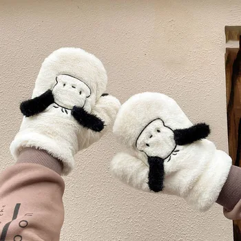Kawaii Sanrioed Pliušinis Pirštinės Animacinių filmų Pochacco Cute Mados Žiemos Sutirštės Šiltas ir apsaugos nuo Užšalimo Moterų Medvilnės Pirštines Dovana