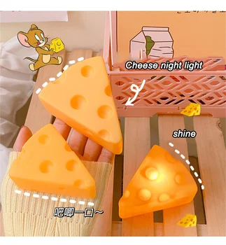 Kawaii Sūris Naktį Šviesos Kūrybos Šiltas Sūrio Formos INS Mielas Šviesos LED Stalo Lempa Miegamojo Puošmena Gimtadienio Mergaitė Dovanos