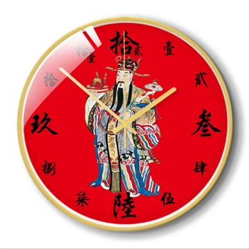 Kinijos Dievas Metalo Laikrodis Namų Išjungti Gyvenimo Kambario, Miegamasis Tradiciniai Dekoratyviniai Kraštovaizdžio Sienos Žiūrėti Kvarco Apvalūs Laikrodžiai