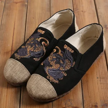 Kinų kovos menai batai jautis sausgyslės padais kvėpuojantis lino Siuvinėta Gėlių batai jaunų laisvalaikio batai Taiji treniruočių bateliai