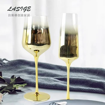 Krištolo stiklo electroplated sidabro pilkumo gradientas šampano kokteilis raudono vyno stiklo, metalo goblet