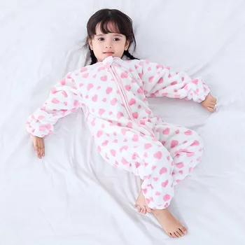 Kūdikių pavasarį ir rudenį vientisas flanelė pižama kūdikių split-kojos miegmaišį vaikų animacinių filmų vientisas pižama miegmaišį
