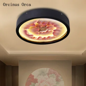 Kūrybinės naujų Kinų stiliaus spalvinga lotus lubų lempa gyvenamojo kambario, valgomojo, miegamojo Kinų stiliaus led meno lubų lempa