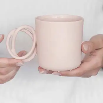 Kūrybos Rankena Rožinės spalvos Keramikos Puodelius kavos puodelis Pieno Arbata office Puodeliai Drinkware Geriausia gimtadienio Dovana Draugams