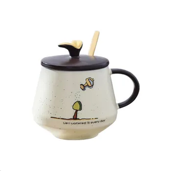 Kūrybos tendencija keramikinis puodelis su dangteliu šaukštas kavos puodelio pieno puodelis paprasta Šiaurės