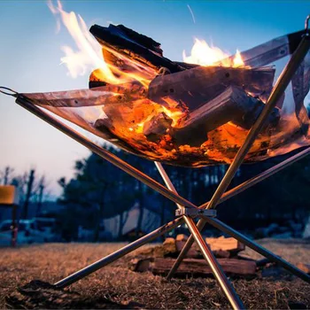 Lauko nešiojamieji ugnies rėmas sulankstomas grilis orkaitė nerūdijančio plieno taško anglies raw viryklė ultra-lengvas grynųjų šildymo malkos