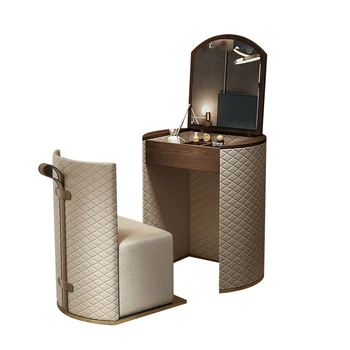 Makiažas Tuštybės PU Odos Šiuolaikinės Paprastos Konstrukcijos, Miegamojo Baldai, kurių skerspjūvio tualetinis staliukas, Kėdė