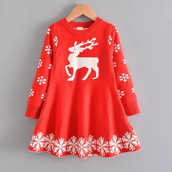 Merginos megztinis suknelė Animacinių filmų minkštas megztinis suknelė Jaukus ir Šiltas Žiemos dress vaikams Naujųjų Metų Dovana