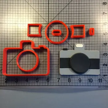 Mielas Fotoaparato Dizainas Cookie Cutter Nustatyti Užsakymą 3D Atspausdintas Minkštas Keksas Viršuje Cutter Tortas Apdailos Įrankius, Kepimo Skardas