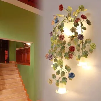 Modernios Šalies Gėlių Gėlių, Rožių Sieniniai Šviestuvai LED KINTAMOSIOS srovės dega gyvenamojo Kambario, Namų Patalpų Apšvietimas, Sienos Sconces Miegamojo Lempa