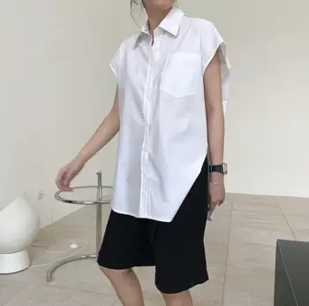 moteris klasikinis baltas jaukus biuras balti berankoviai marškinėliai