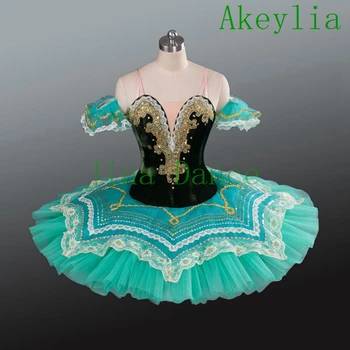 Moterų Aksominė Žalia tamsiai profesinės tutu mergaičių baleto, klasikinės blynas tutu Bordo baleto kostiumai konkurencijos suaugusiųjų 