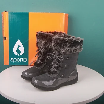 Moterų natūralios odos Thermolite pamušalas atsparus vandeniui vaikščiojimo sniego boot Ponios žiemos lauko neslidūs sniego batai -40C