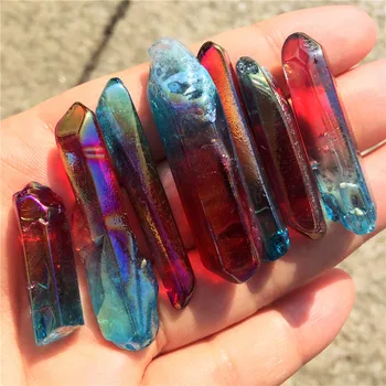 Natūralių Kristalų Energijos Skiltyje Spalva Padengti Akmens dviejų spalvų Mineralinių Kristalų Electroplate Akmens