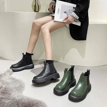 Nauja stiliaus moteriški batai, neslidžia storio-soled PU odos moteriški batai pavasarį ir rudenį moterų batai 2021