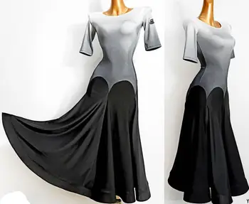 Naujas Cheapballroom suknelė moterims standartiniai valsas suknelė sklandžiai rengtis standartinių šokių suknelė balta juoda gradientas colorT632
