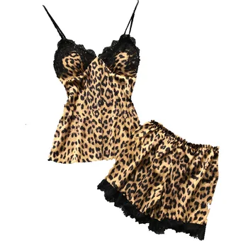 Naujas Leopard Print Diržas Dviejų dalių Apatiniai Nėrinių Pižamą Namų Apatiniai Pižamą Seksualus apatinis Trikotažas Pornos Kostiumas Keistą Latekso