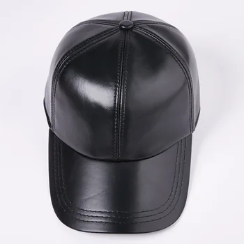 Naujas natūralios Odos Vyro Beisbolo kepuraitę Suaugusiųjų Aukštos Kokybės Mados Kepurės Vyrų vientisos Spalvos Reguliuojamas Kepurės, Avikailio Skrybėlę B-7205