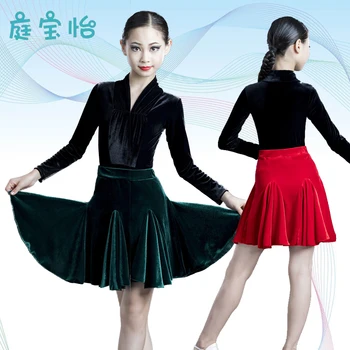 Naujas stilius vaikų lotynų šokių mokymas drabužius Ilgas rankovėmis moterų šokio spektaklis, sijonai, rudenį ir žiemą,