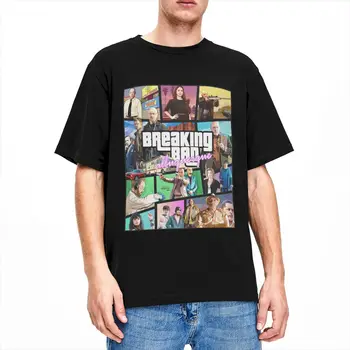 Naujovė Breaking Bad GTA Koliažas T-Shirt Vyrai Moterys Apvalios Kaklo 100% Medvilnės, trumpomis Rankovėmis Tees 4XL 5XL Drabužiai