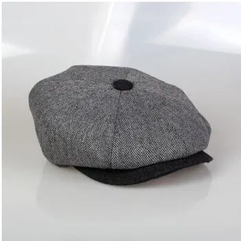 Nemokamas pristatymas Beretės dryžuotas vilnos kepurė Aštuoniakampis bžūp pavasario rudens mados eglute vyrų kelionės lauko beretė dailininko bžūp