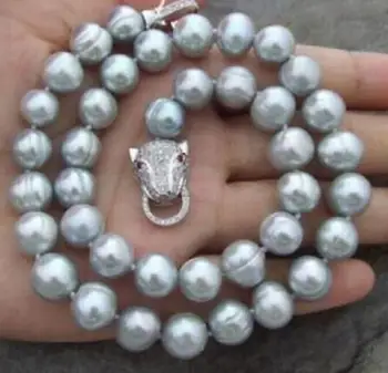 Noble jewelry gamtos 10-11mm pietų jūrų baroko pilkos spalvos perlų vėrinį 18inch