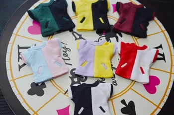 OB11 lėlės drabužiai tinka ob11 tgs p9 kūdikių drabužiai Macaron T-shirt dviejų spalvų derinti drabužius lėlės priedai