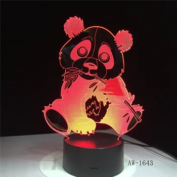 Panda Valgyti Bambuko 3d Naktį Šviesos Spalvinga Regėjimo Vaikai Lempos Jutiklinis Nuotolinio Valdymo Dovanų 3D Naktį Šviesos 3D-1643
