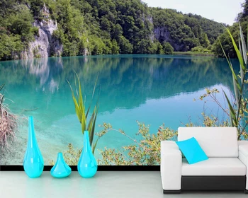 Papel de parede Gražus mėlynas ežeras Kroatijos gamtos 3d tapetai,svetainė, tv wall miegamojo sienos dokumentų namų dekoro freskos