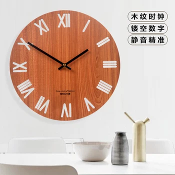 Paprasta Šiaurės Silent Sieninis Laikrodis Modernus Dizainas, Žalia Meno Medienos Šiuolaikinės Skaitmeninės Sieninis Laikrodis, Medinės Reloj Sumalti Namų Dekoro 50wc