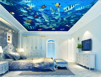 Pasirinktinius nuotraukų 3d lubų freskomis tapetai namų dekoro 3d sienų freskomis tapetai kambarį Jūros pasaulis giliavandenių žuvų tapyba