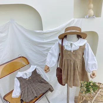 Pavasario bamblys mergina, vaikiški drabužiai, apranga rinkiniai marškinėliai pledas dirželis sijonas kostiumas kūdikių mergaičių medžiaga vaikams gimtadienio kostiumų komplektai