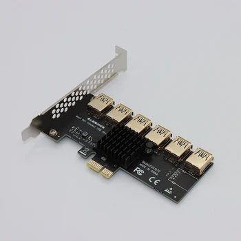 PCIE 1 iki 6 USB3.0 Riser Card ASM1187E BTC Kasybos Plėtros Kortelę su Šilumos Kriaukle