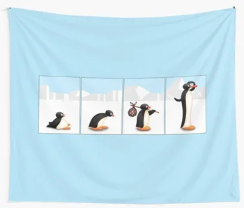 Pingvinas Evoliucija Namų Gobelenas Mėlyna Sienos Kabo Meno Poliesteris Animacinių filmų Tema Sienų Dekoras už Bendrabučio Kambario, Miegamojo Kambarį