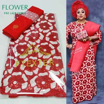 Raudona 2.5+2.5 Metrų Ju Nėriniai Su Blizgučiais Baseino Riche Nėrinių Afrikos Ju Nėrinių Nigerijos Moterų Suknelės Siuvimo Akių Nėrinių Medžiagos