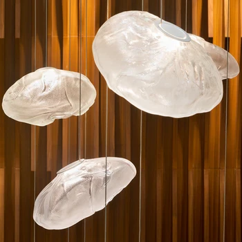Raundas Multi Pakabukas Šviesos Kristalų Suspensija Šiaurės dizaineris lempos Restoranas Kambarį Baras Šviesos Reljefinis stiklas, pakabukas šviesos