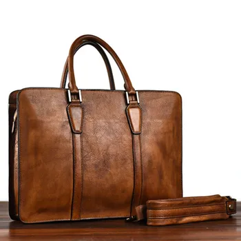 Retro prabanga aukštos kokybės natūralios nekilnojamojo odos vyriški portfelis nešiojamas rankinėje paprastas atsitiktinis biuro petį krepšys