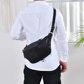 Retro, rankų darbo dizaineris viršutinis sluoksnis karvės odos vyriški juodos didelės krūtinės maišelį paprastas atsitiktinis mobiliųjų telefonų minkštas karvės odos jaunimo krepšys