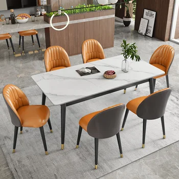 Roko stalo šeima mažame bute moderni paprasta marmuro Šiaurės prabanga valgomojo stalas, interneto įžymybė, valgomasis stalas ir kėdės combin