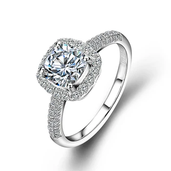 Romantiška Klasikinis Vestuvinis Žiedas Pagalvėlės Formos Moissanite Nustatymas 18k Balto Aukso Vestuvinis Žiedas Moterims