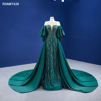 RSM67428 ilgomis Rankovėmis Smaragdas Žalia Suknelė Elegantiškas Blizga Su Glitters O Kaklo Undinė Promenadzie Suknelė Rochii De Ocazie Elegantiškas Scurte